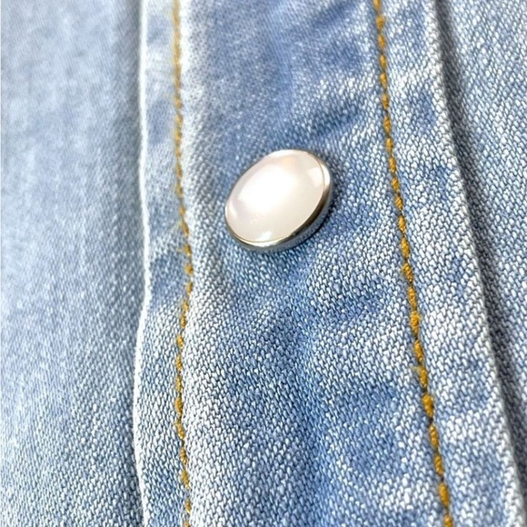 Free People X Sandrine Rose Pearl Snap Denim Shirt -Size Large -NWT- MSRP $298 - Picture 6 of 11